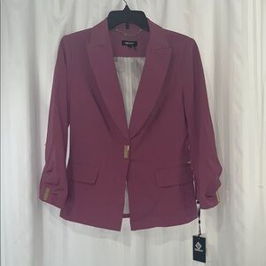 NWT DKNY Pink Blazer Tailored Cropped Design With Gathered Cuff